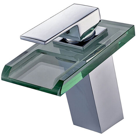 Robinet salle de bain lavabo Mitigeur cascade en verre LAITON LED 3 couleur LED