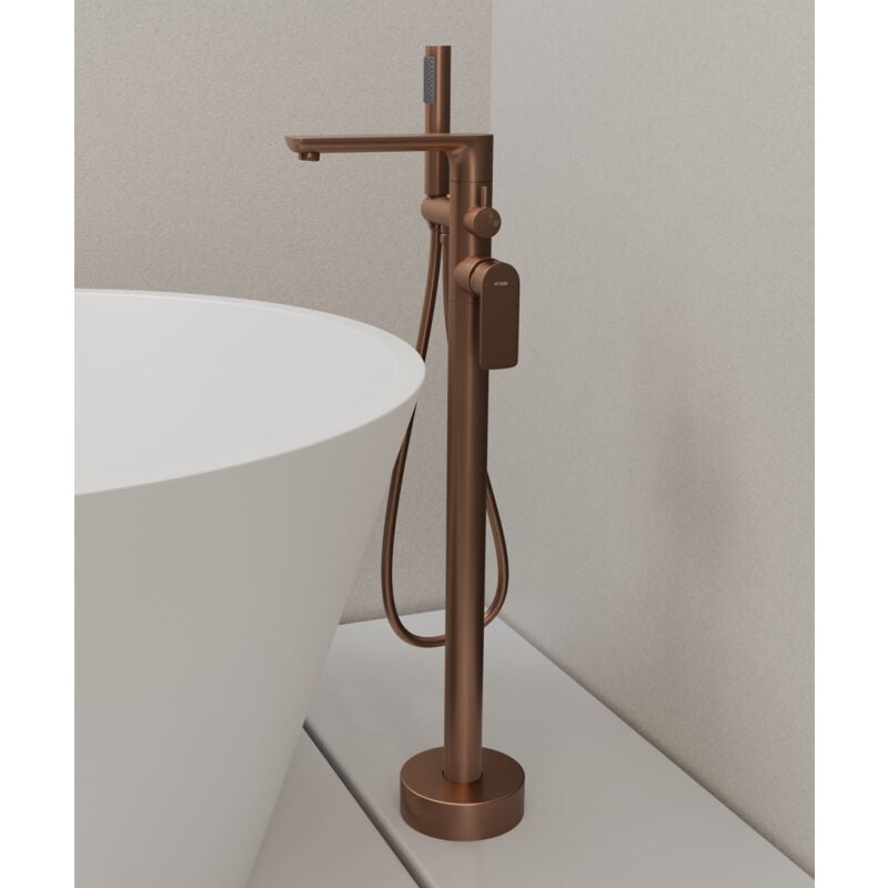 Robinet de baignoire sur pied Or rose brossé - Nunki