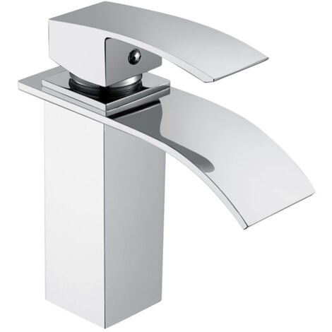 IDEKO Robinet salle de bain Mitigeur de Lavabo laiton cascade Finition Chrome ceramique avec flexible