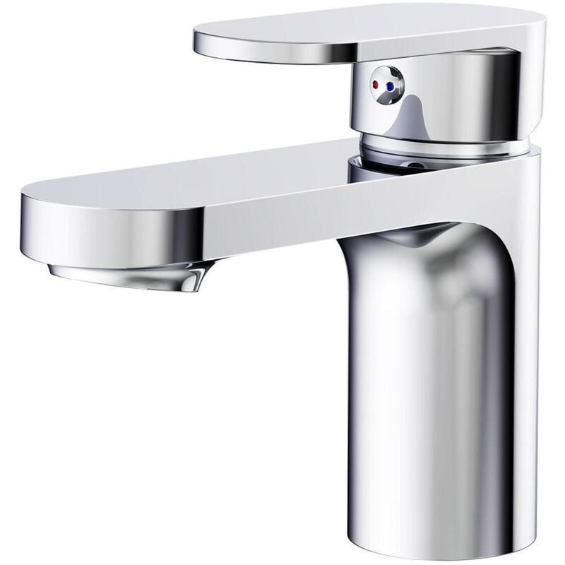 Robinet de salle de bain mitigeur bec bas chromé H12,3cm