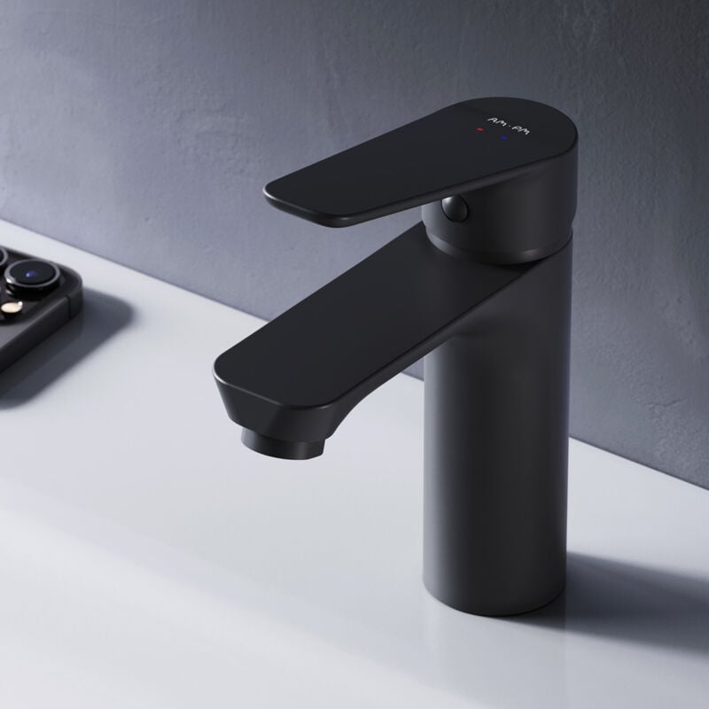 Mitiguer Lavabo Robinet Salle Bain Noir Robinet de Lavabo pour Salle de Bain Mélangeur Lavabo en Laiton - Am.pm