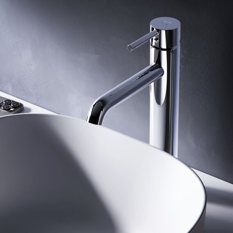 Am.pm - Haut Mitigeur Vasque à Poser Mitiguer Haut Lavabo Robinet Salle Bain Chrome Robinet de Lavabo pour Salle de Bain Mélangeur Lavabo en Laiton
