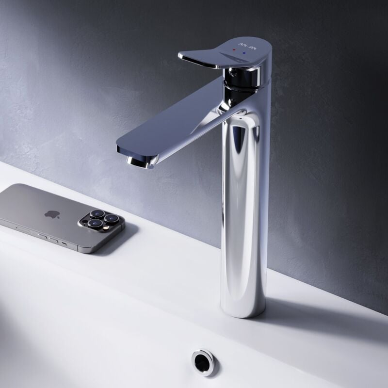 Am.pm - Haut Mitigeur Vasque à Poser Mitiguer Chrome Haut Lavabo Robinet Salle Bain Robinet de Lavabo pour Salle de Bain Mélangeur Lavabo en Laiton