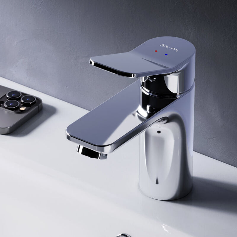 Am.pm - Mitiguer Lavabo Robinet Salle Bain Chrome Robinet de Lavabo pour Salle de Bain Mélangeur Lavabo en Laiton