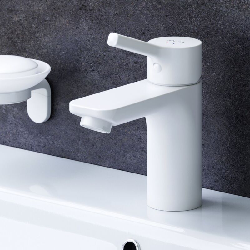 Mitiguer Lavabo Robinet Salle Bain Blanc Robinet de Lavabo pour Salle de Bain Mélangeur Lavabo en Laiton - Am.pm