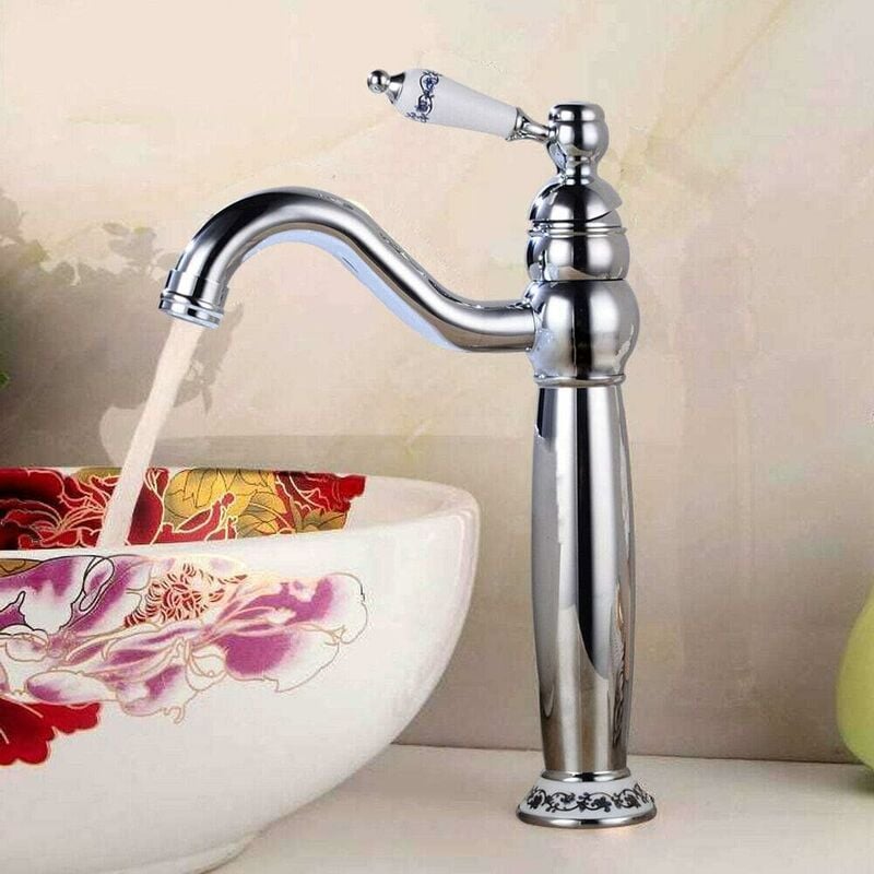 Gojoy - Robinet Salle de Bain, Mitigeur Monocommande Chromé pour Vasque de Salle de Bain ou Cuisine, Robinet de Lavabo Style Retro Vintage