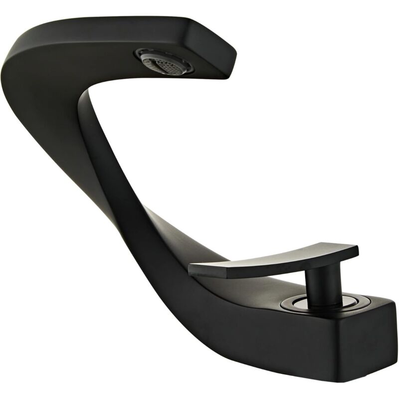 Robinet Salle de Bain Noir, Mitigeur de Lavabo au Design Elégant, Robinetterie Monotrou, Laiton - S-giant
