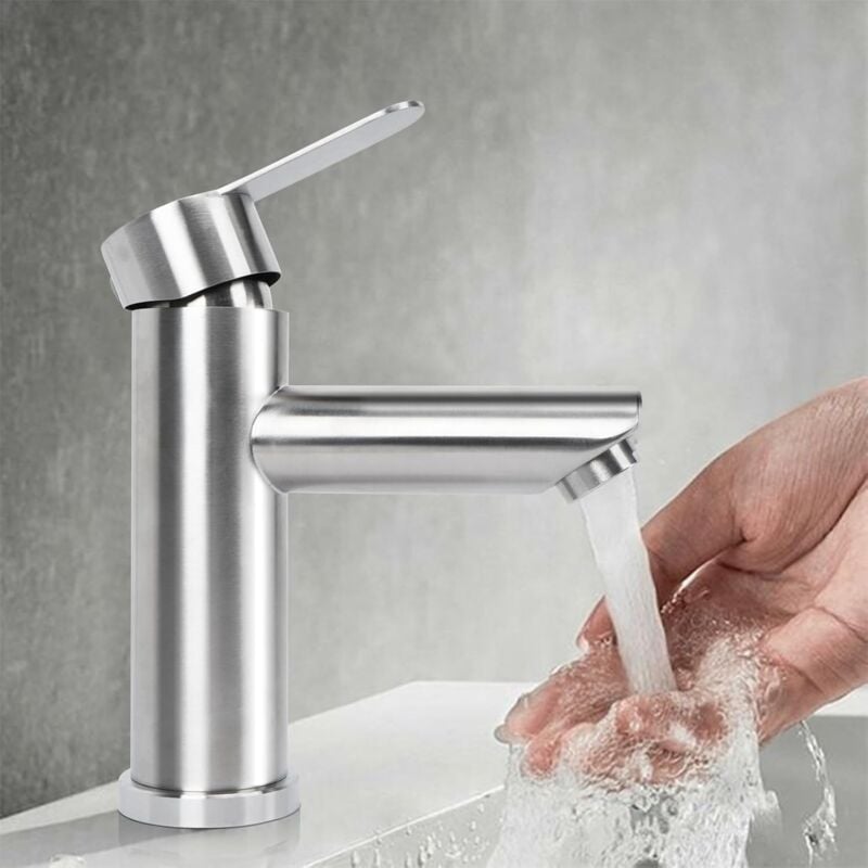 Robinet Salle de Bain Noir Mitigeur Lavabo Robinet Salle Bain Robinet Lavabo Robinet de lavabo haut en acier inoxydable Mitigeur Salle Bain Contrôle