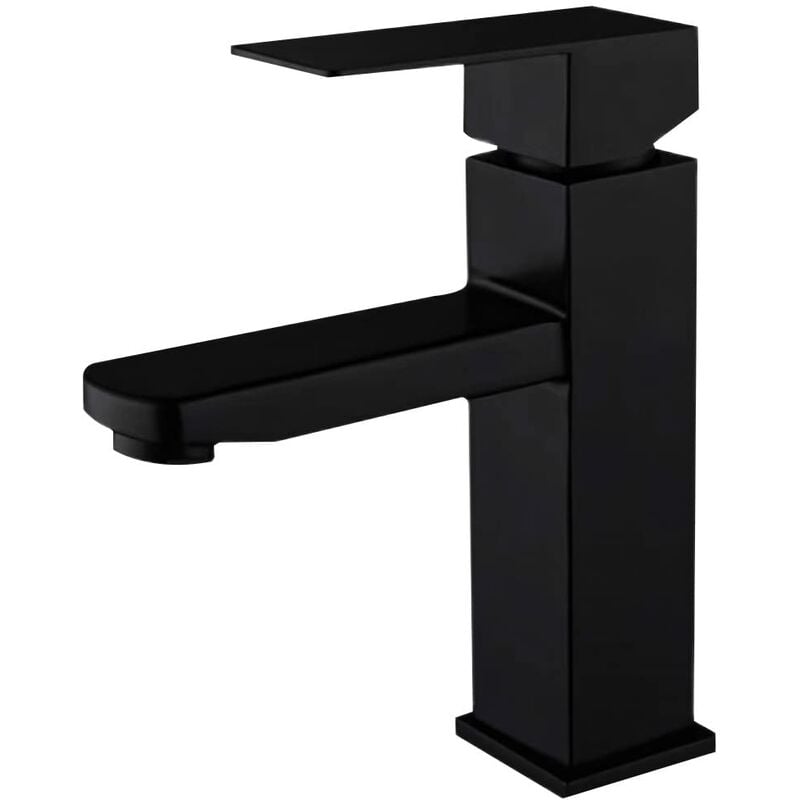 Robinet Salle de Bain Rectangulaire Monotrou Chaude Froide Réglable Carrée Mitigeur,Mitigeur Lavabo Robinet Noir Mat Monocommande,Robinetterie Design