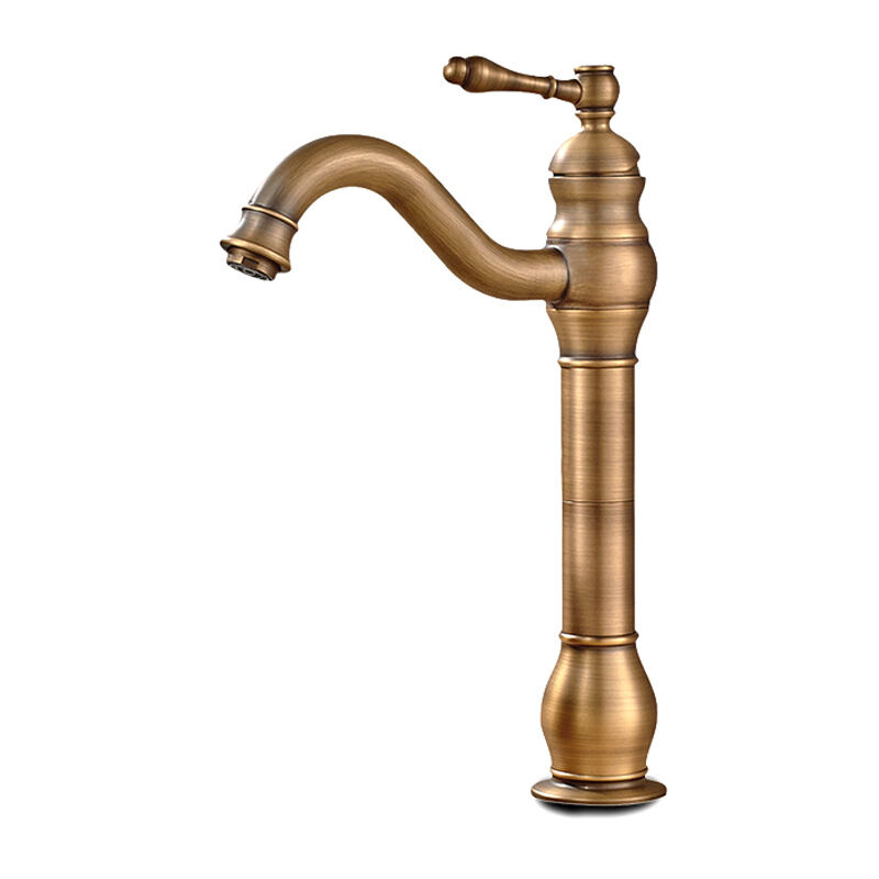 Robinet Salle de Bain Rétro Laiton Haut, Antique Mitigeur Lavabo Vasque avec bec Hauteur 230 mm, Pivotant à 360°Mitigeur Vasque Salle de Bain,