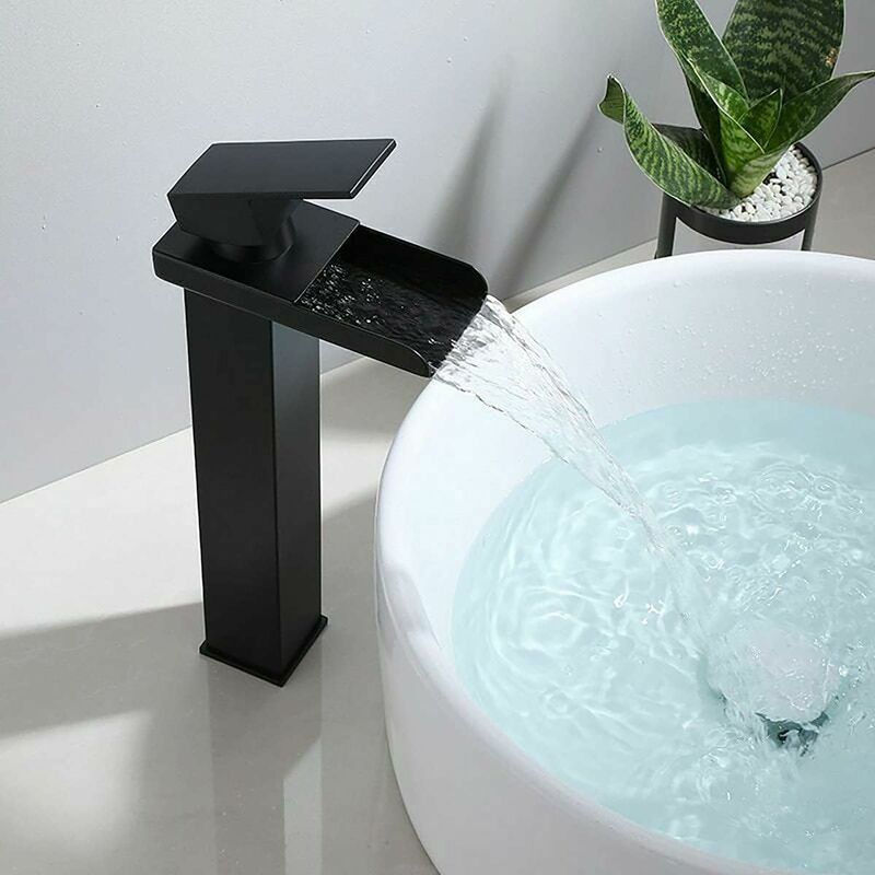 Jusch - Robinet Salle de Bain Robinet Lavabo Noir Mat Mitigeur Lavabo pour Vasque à Poser Mélangeur Lave Main Acier Inox Anti-oxydation sans Plomb