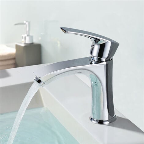 OHPA Robinet Salle de Bain Chromé Robinet de Lavabo en Cuivre Robinetterie Lave-mains avec Levier Unique Mitiguer Lavabo à Deux Voies pour Salle de Bain