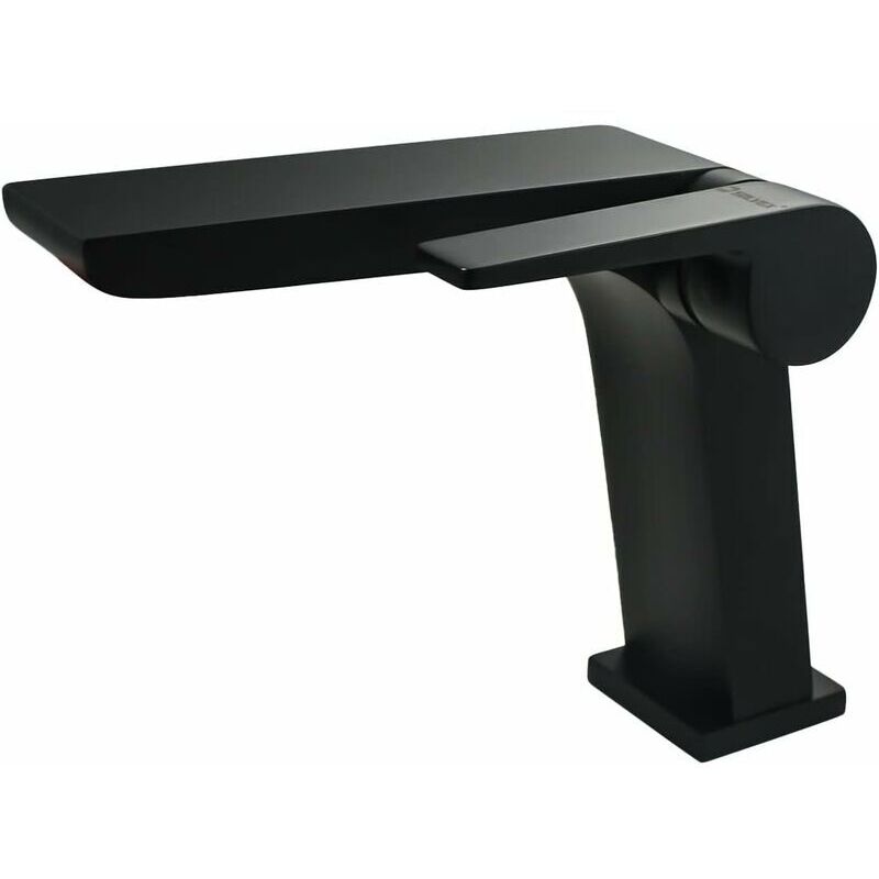 Lablanc - Robinet Salle de Bain,Design Minimaliste Moderne Noir et Élégant,Laiton Chromé Mitigeur Lavabo Cascade,Eau Froide & Chaude Disponible,