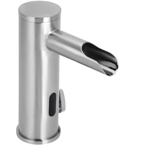 Robinet sans contact à capteur automatique, mélangeur de température à induction chaude et froide en cuivre Robinet d'eau de salle de bain mains libres avec bouton réglable Fournitures G / 2