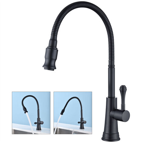Robinet Simple Eau Froide Robinet Salle de Bain Noir Haut Bec pour Lave-Mains Mitigeur Robinet Lavabo Style Rétro