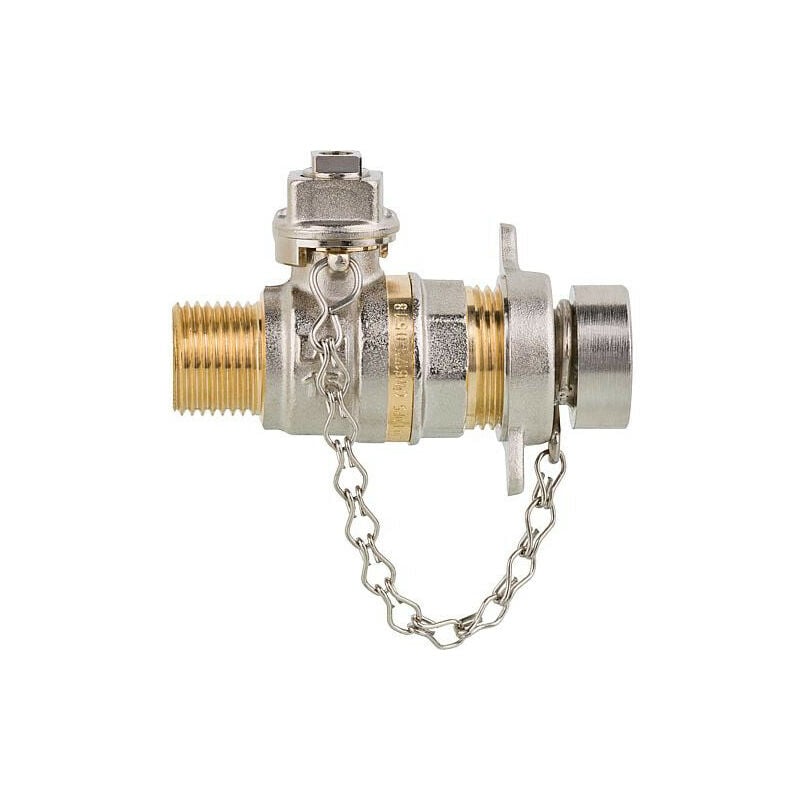 Robinet spherique fermeture avec bouchon 4 pans 1/2', sans levier PN40, DN15 1/2' male