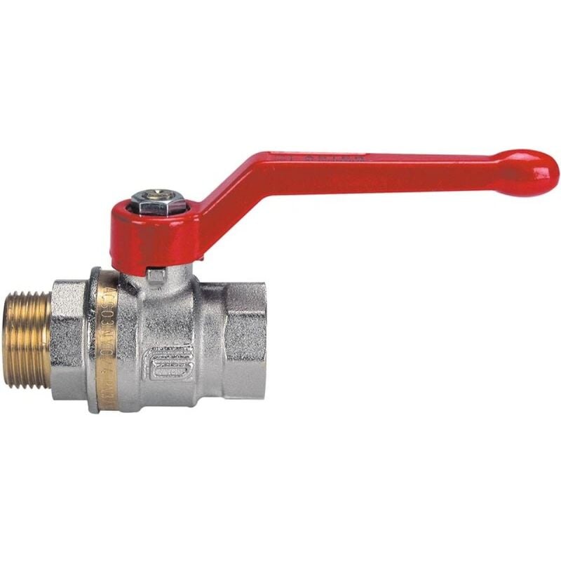 Robinet à sphère en laiton - mâle / femelle - 1 pouce Effebi aster - levier aluminium rouge