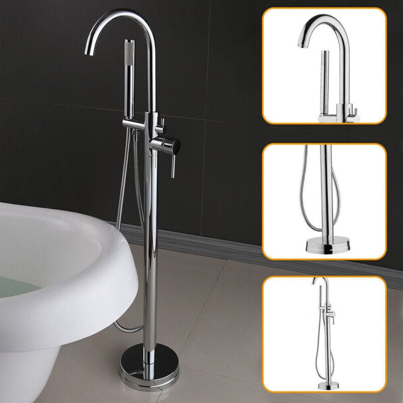 Robinet sur pied Robinet de baignoire sur pied Douchette à main Baignoire