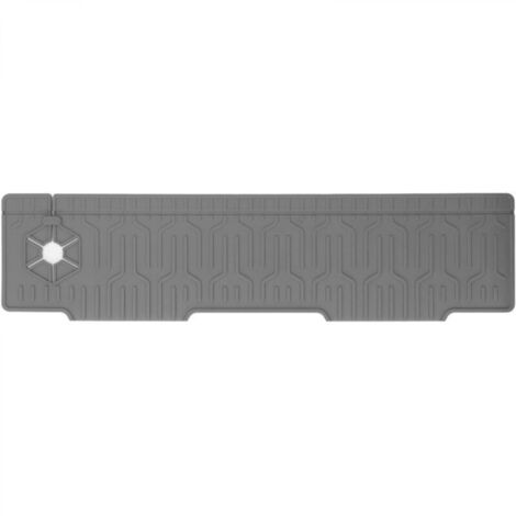Robinet Tapis En Silicone Double Face Résistant À L'eau Évier Splash Garde Tapis Réglable Trou Design Premium Matériel pour Cuisine Salle De Bains 60x15cm (Gris)