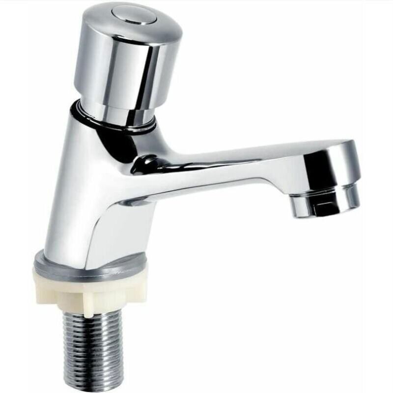 Fitags - Robinet temporisé chromé à Fermeture Automatique économie d'eau temporisation du Robinet d'évier du lavabo Robinet pour la Cuisine Salle de