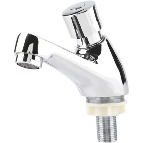 Robinet Temporisé Lave Main Lavabo Robinet Chromé Fermeture Automatique Robinet D'économie D'eau Robinet pour Cuisine Salle de Bain Lave-main WC