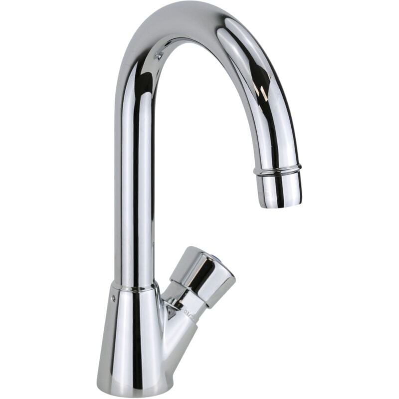 Robinet temporisé simple eau avec bec haut orientable en laiton chromé mcm 909101 8/12 secondes