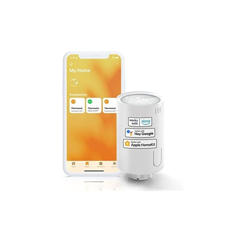Meross - tête thermostatique connectée homekit (sans hub), thermostat wifi compatible avec siri, alexa et google home, thermostat pour ra