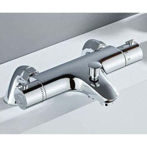 Robinet thermostatique de baignoire, mitigeur thermostatique baignoire/douche, en laiton chromé