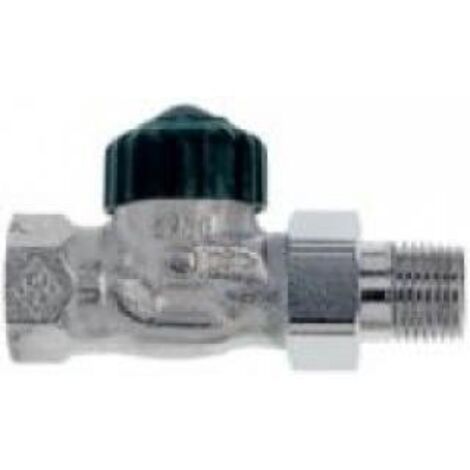 Robinet thermostatique droit standard DT15, nickelé, couvercle noir, sans préréglage