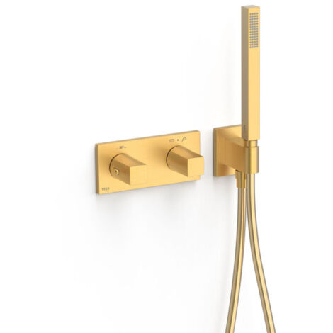 Robinet thermostatique encastré à 2 voies B-system. Or Mat 24K - TRES 30725201OM