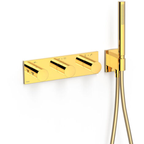 Robinet thermostatique encastré à 4 voies B-system Or 24K - TRES 30735401OR