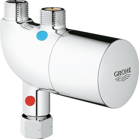Robinet thermostatique équerre Grohe Grohtherm Micro avec kit de raccordement