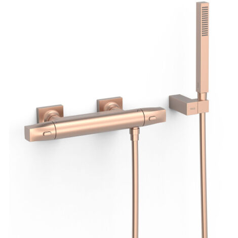 Robinet thermostatique mural Over‑wall pour douche Or Rose Mat 24K - TRES 19016459OPM