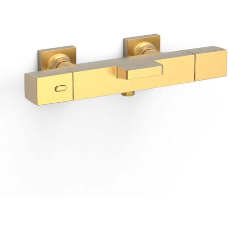 Robinet thermostatique mural pour baignoire et doucheSans accessoires Or Mat 24K - TRES 19017406OM