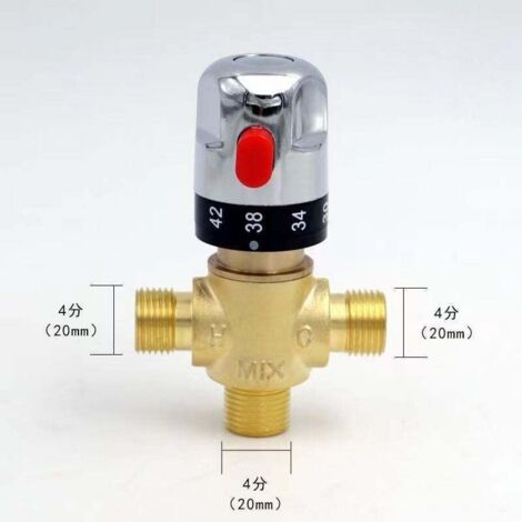 Robinet thermostatique tout cuivre, mitigeur eau chaude et eau froide, 4 points (DN15) raccordés en cuivre