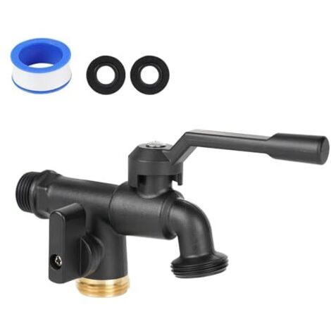 Robinet tout cuivre antigel, une entrée et deux sorties, adaptateur de robinet en laiton de 1/2 pouce, double sortie d'eau, robinet extérieur durable.