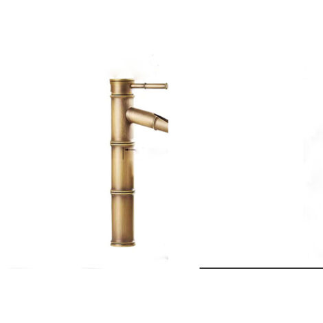 Robinet tout cuivre, robinet de cuisine antique rétro, robinet de lavabo monotrou en bambou, évier artistique, évier de comptoir avec robinet d'eau chaude et froide