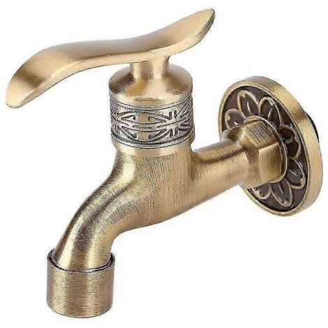 Robinet universel en laiton antique avec poignée, pour buanderie, salle de bain, machine à laver, robinet d'eau froide