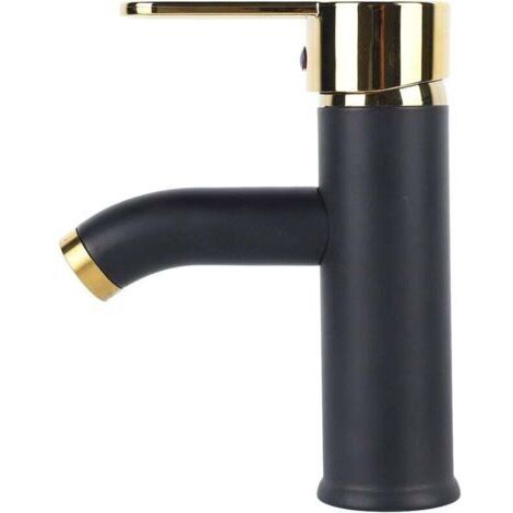 Robinet vasque à poser Lavabo de Salle de Bain Haut Mitigeur Lavabo Chaud Froid Noir Matt