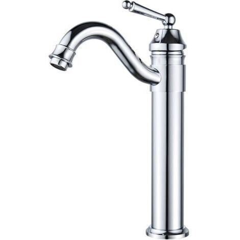 Robinet Vasque Haut Mitigeur Lavabo pour Lavabo ou Vasque De Salle Bain,Peut Pivoter à 360°Mitigeur Lavabo Eau Chaude et Froide Disponible,Laiton Chromé