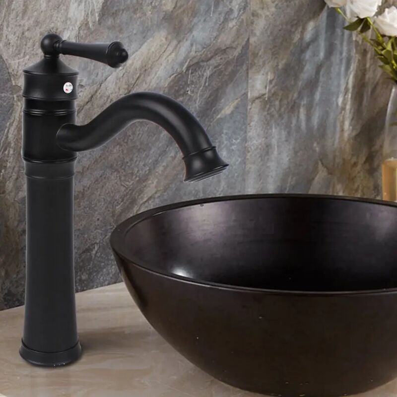 Senderpick - Robinet vintage pivotant à 360 degrés Robinet en laiton Robinet de salle de bains Robinet de lavabo Noir