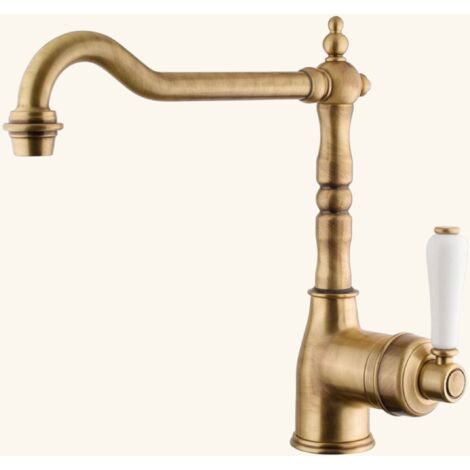Robinet vintage vieux bronze – Hauteur sous bec 205 mm – Bec coudé – Débit 13 l/min – Cartouche à disque céramique – Chambord