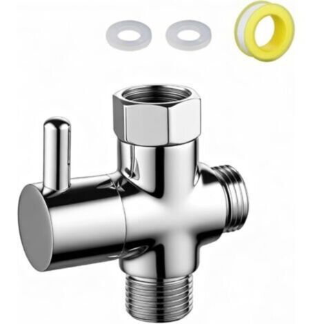 Robinet WC 3 Voies, 1/2 Pouce Vanne Dérivation Bras Douche, Séparateur Pommeau Douche Laiton, G1/2 Remplacement Vanne Dérivation Douche