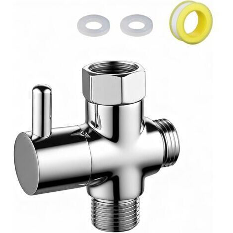 Robinet WC 3 Voies, 1/2 Pouce Vanne Dérivation Bras Douche, Séparateur Pommeau Douche Laiton, G1/2 Remplacement Vanne Dérivation Douche