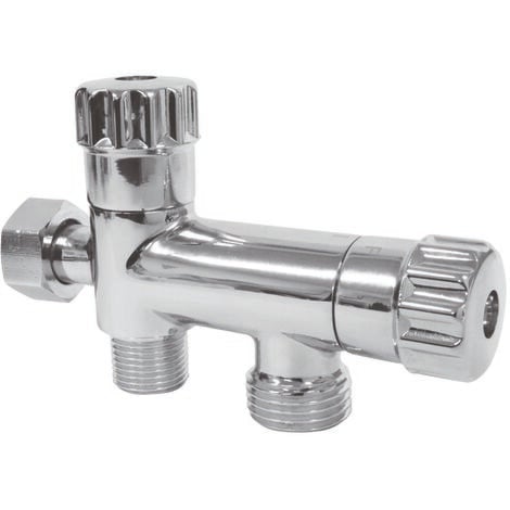 SOMATHERM FOR YOU Robinet WC 3 voies anticalcaire chromé pour le raccordement d'un WC et d'une douchette