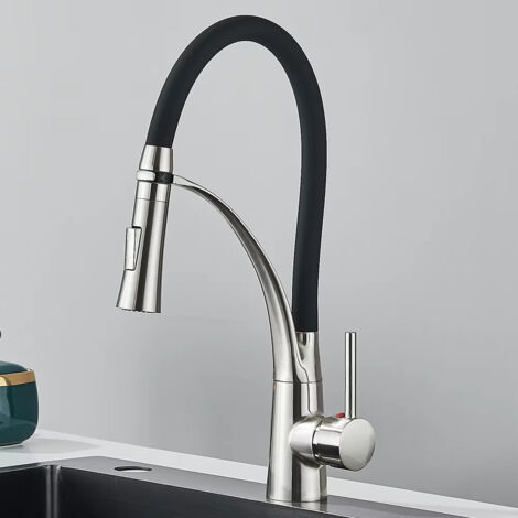 Robineterie nickel brossé – Bec escamotable – Mélangeur eau chaude froide – Simple commande