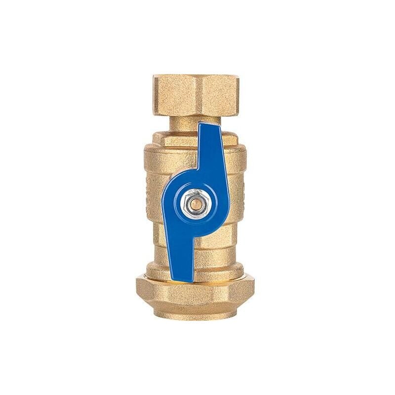 Banyo - Robinets à boisseau sphérique Écrou-tournant DN25(1') x bague de serrage 25mm, poignée bleue