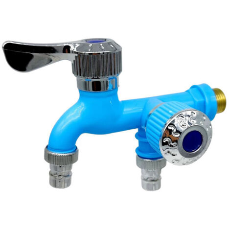 Robinets à double commande Robinet d'eau à double sortie Connecteur d'interface universel Robinets d'évier Tuyau de salle de bain à domicile Raccord d'irrigation Fournitures d'arrosage de jardin