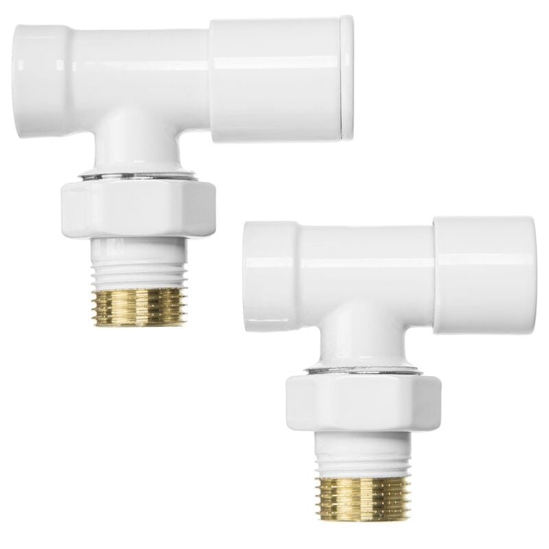 Jeu de robinets de radiateur coudés 1/2', blancs