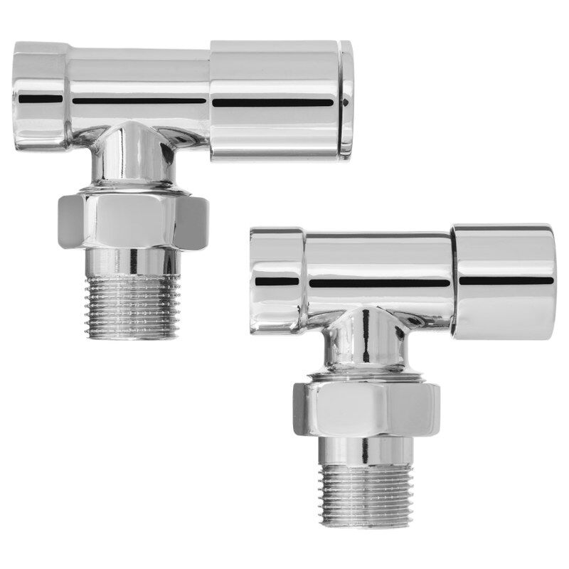 Jeu de robinets de radiateur coudés 1/2', couleur chrome